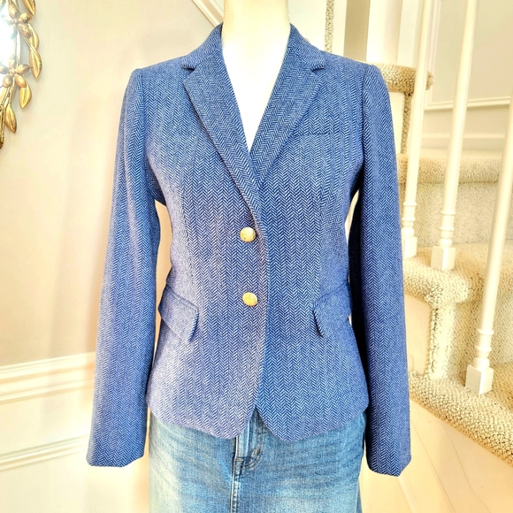 J. Crew Jackets & Blazers - 🆕️ J Crew Blue Herringbone Blazer Gold Buttons